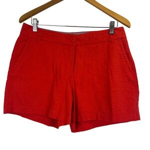 NWT Crown & Ivy Caroline Red Seersucker Shorts 12P‎ Petite 4 Inch Inseam (k560)